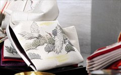 平安道翠 親王 京十番 正絹手描 三段飾り 「銀雪に飛鶴」