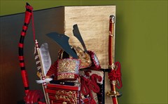 鎧飾り 五分之一 国宝模写 竹虎雀飾り 赤糸威大鎧「柳緑に竹雀」